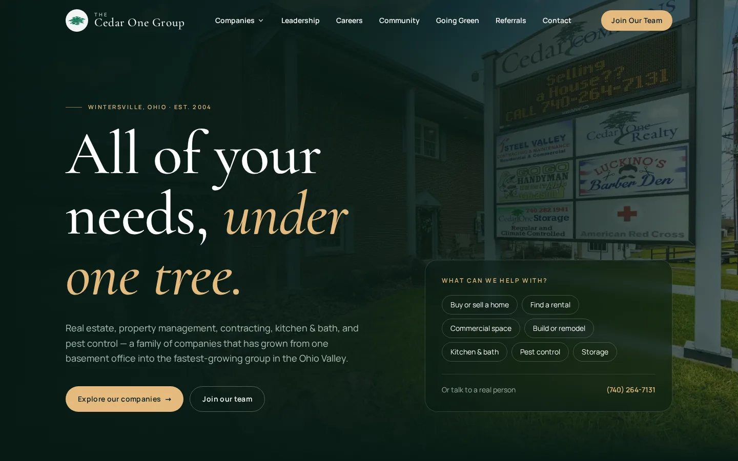 The new The Cedar One Group website