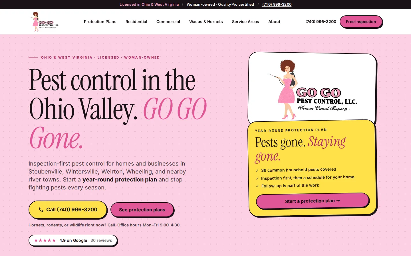 The new Go Go Pest Control website