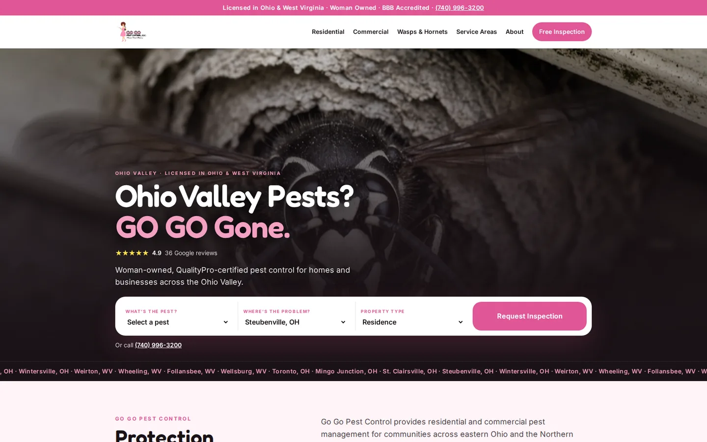 The new Go Go Pest Control website