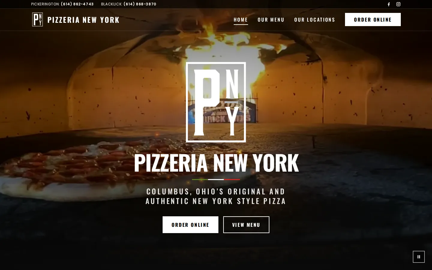 The Pizzeria New York website, built and run by MCG