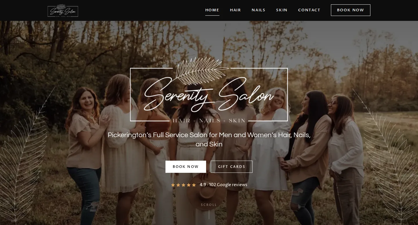 The Serenity Salon website, built and run by MCG