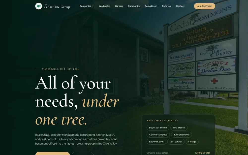 Cedar One Realty website, built by MCG
