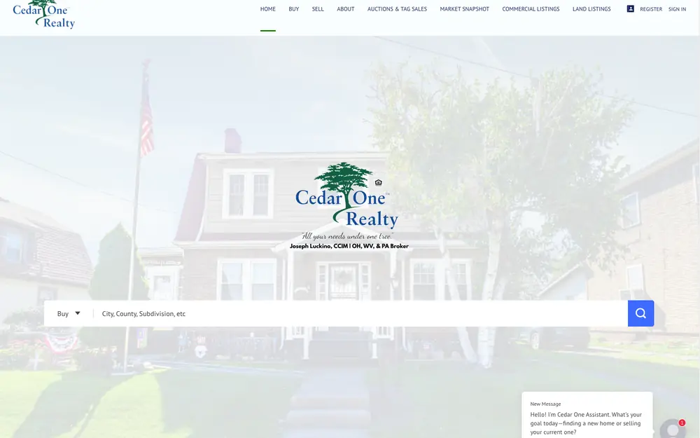 Cedar One Realty website, built by MCG