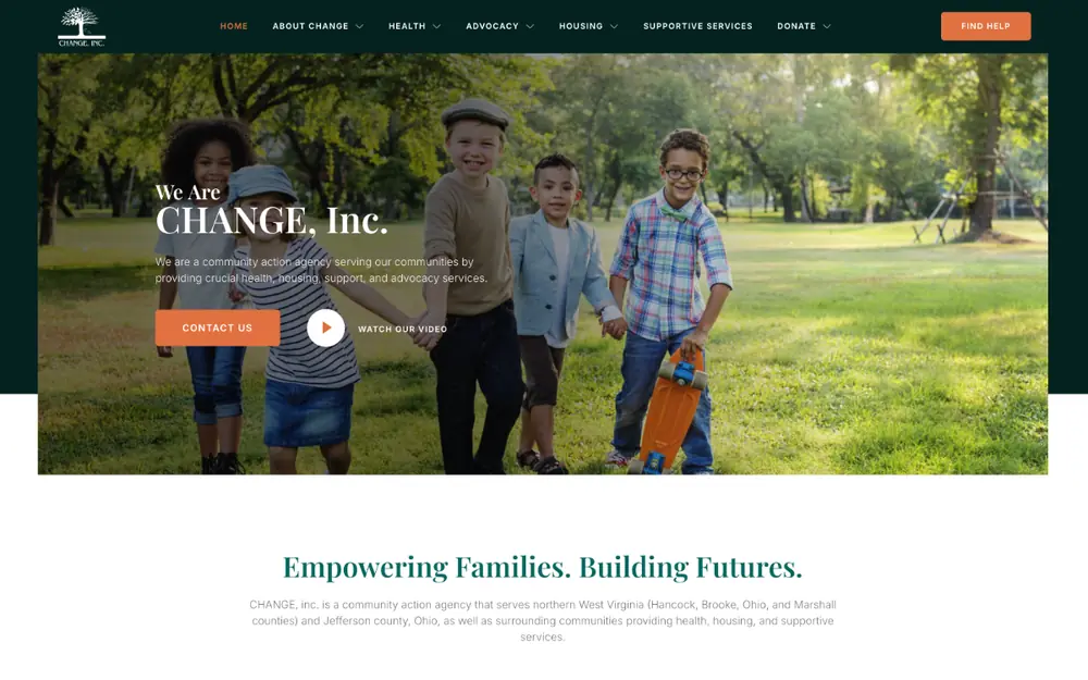 CHANGE, Inc. website, built by MCG
