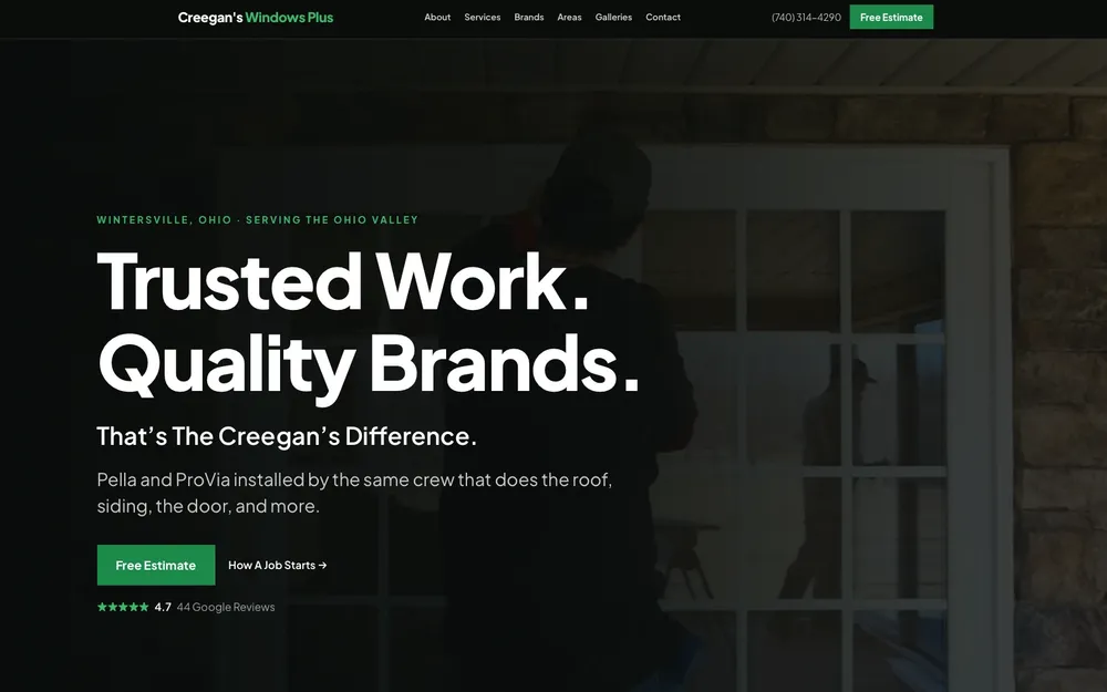 Creegan’s Windows Plus website, built by MCG