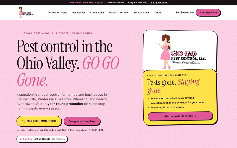 Go Go Pest Control website, built by MCG