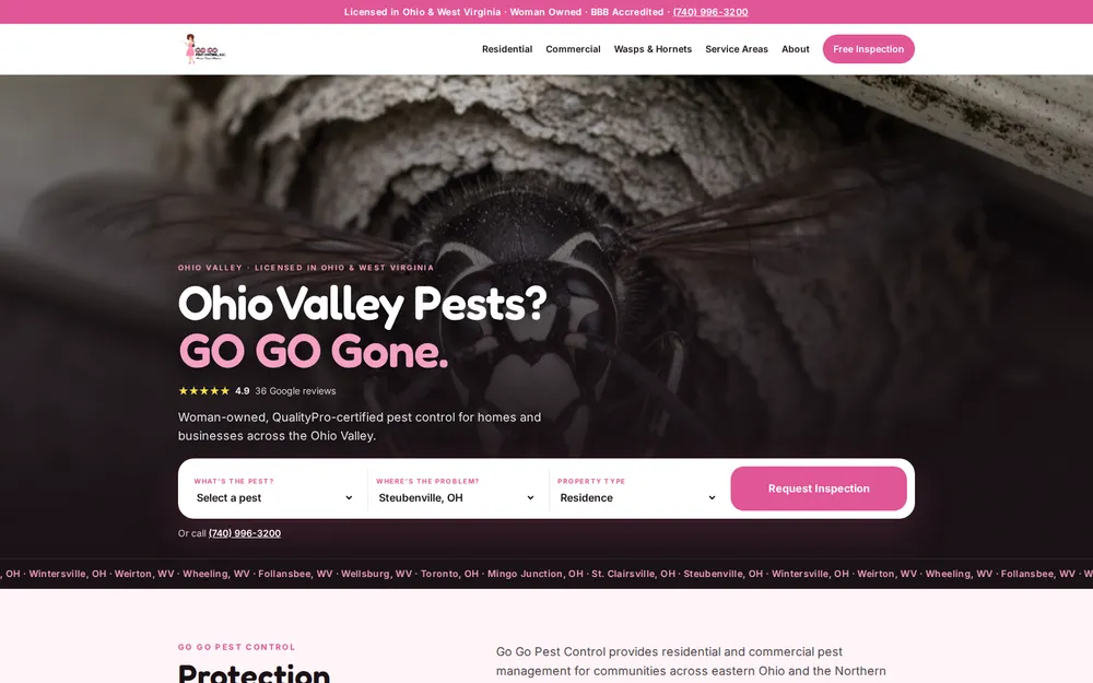 Go Go Pest Control website, built by MCG