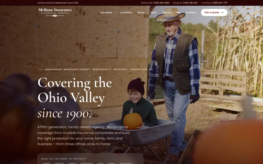 McBane Insurance website, built by MCG