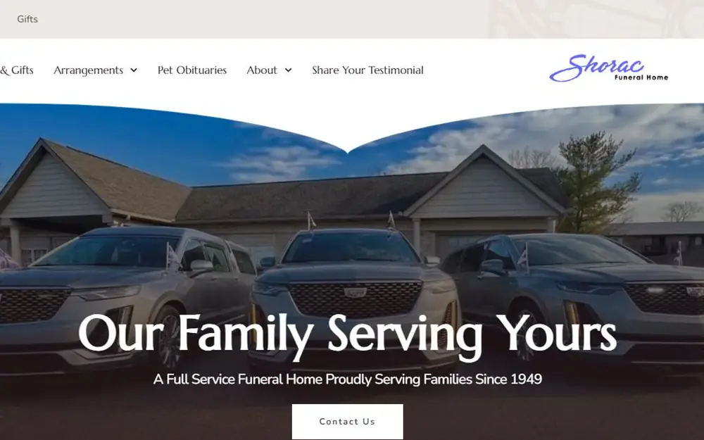 Shorac Funeral Home website, built by MCG