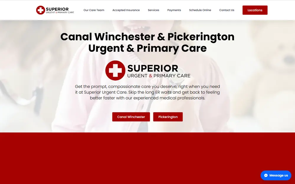 Superior Urgent & Primary Care website, built by MCG
