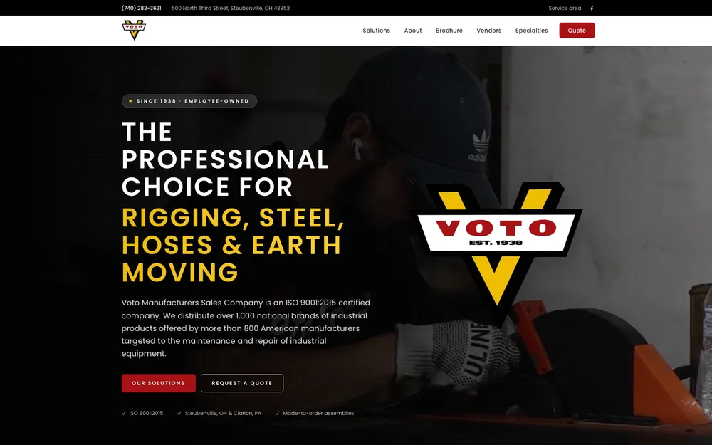 Voto Manufacturers Sales website, built by MCG