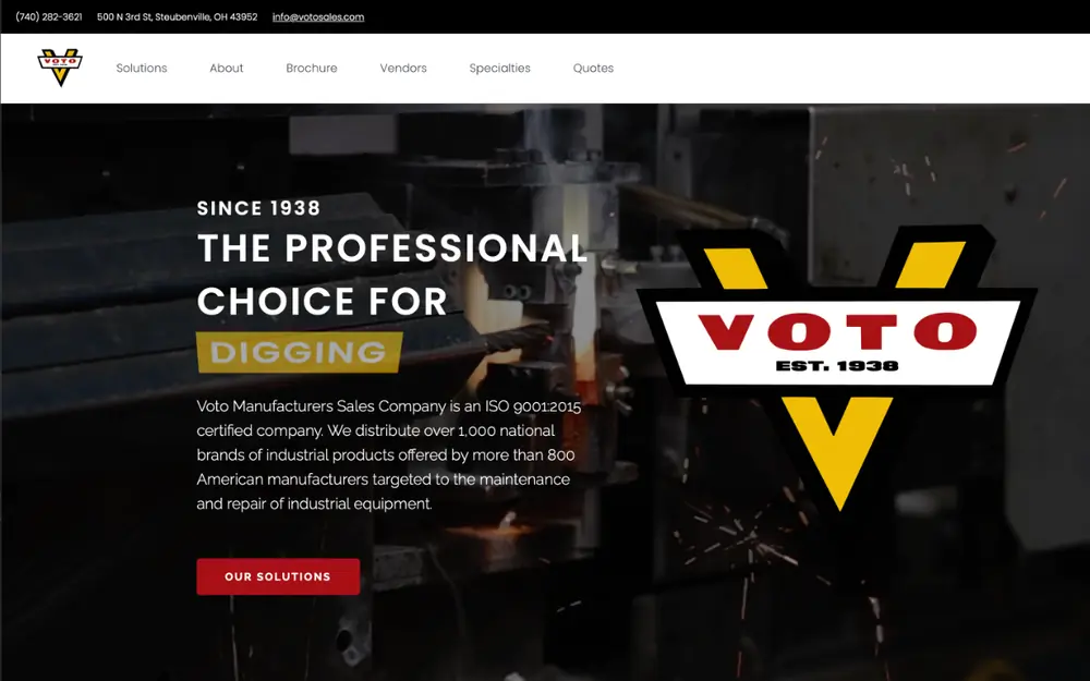 Voto Manufacturers Sales website, built by MCG