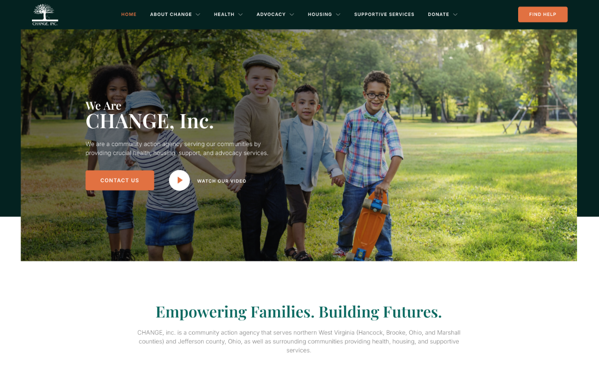 CHANGE, Inc. website preview
